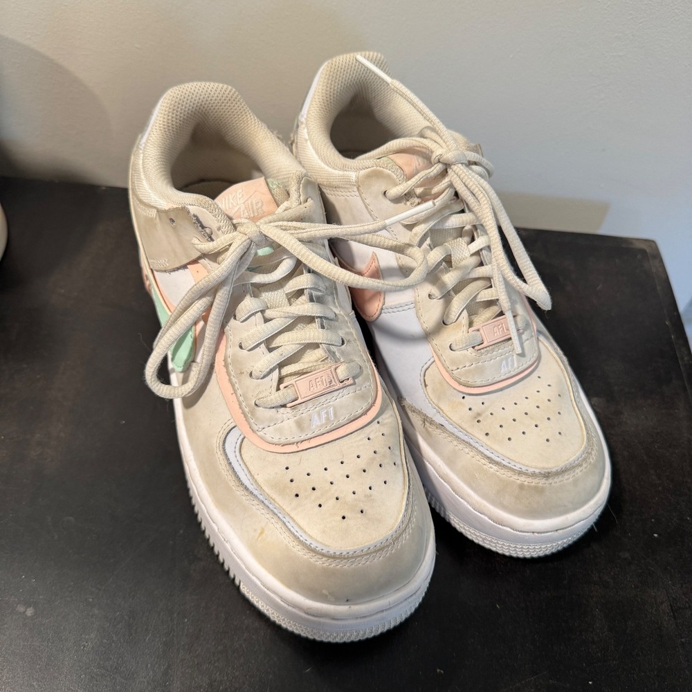 Nike Air Force 1 Shadow Low Top Womens Shoes White‎ Mint Pink Sz 7.5